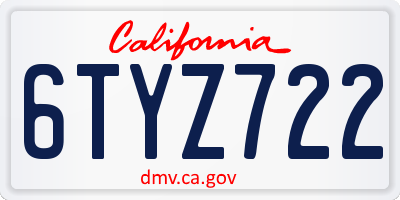 CA license plate 6TYZ722