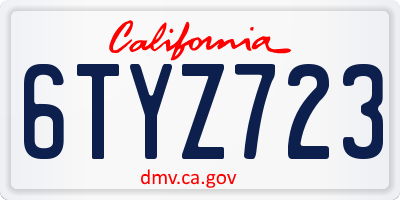 CA license plate 6TYZ723