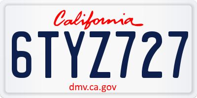 CA license plate 6TYZ727