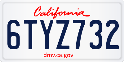 CA license plate 6TYZ732