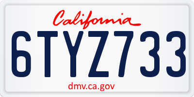 CA license plate 6TYZ733