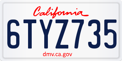 CA license plate 6TYZ735