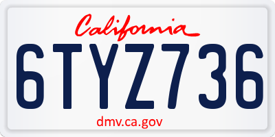 CA license plate 6TYZ736