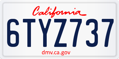 CA license plate 6TYZ737