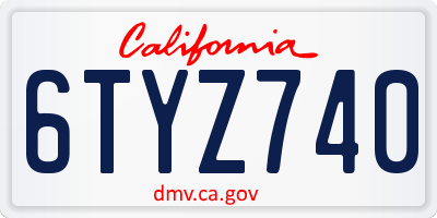 CA license plate 6TYZ740