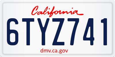 CA license plate 6TYZ741
