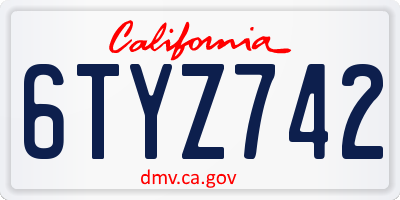 CA license plate 6TYZ742