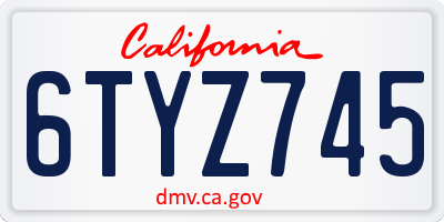 CA license plate 6TYZ745