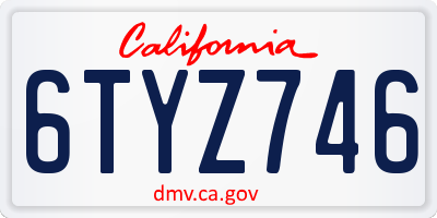 CA license plate 6TYZ746