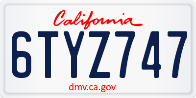 CA license plate 6TYZ747