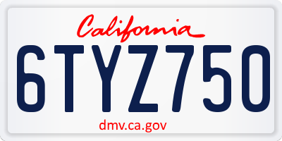 CA license plate 6TYZ750
