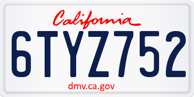 CA license plate 6TYZ752
