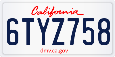 CA license plate 6TYZ758