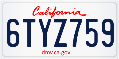 CA license plate 6TYZ759