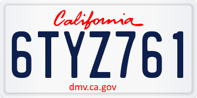 CA license plate 6TYZ761