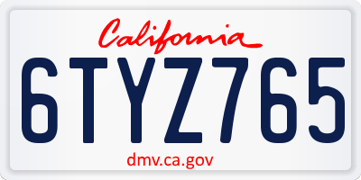 CA license plate 6TYZ765