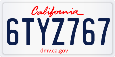 CA license plate 6TYZ767