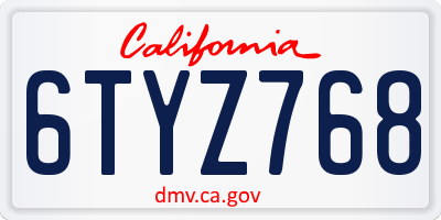 CA license plate 6TYZ768