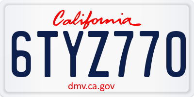 CA license plate 6TYZ770