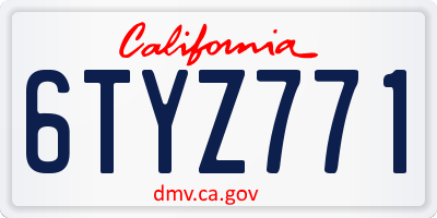 CA license plate 6TYZ771