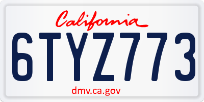 CA license plate 6TYZ773
