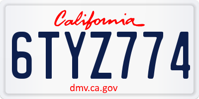 CA license plate 6TYZ774