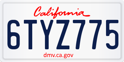 CA license plate 6TYZ775
