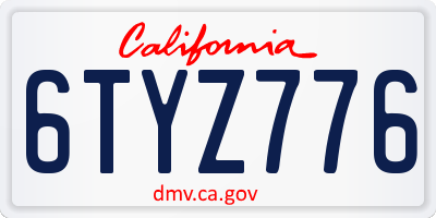 CA license plate 6TYZ776