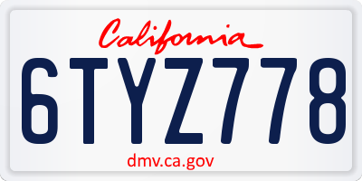 CA license plate 6TYZ778