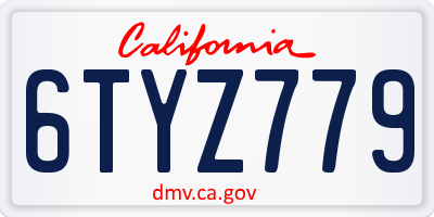 CA license plate 6TYZ779