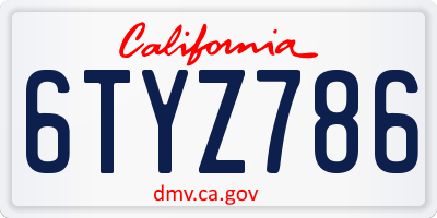 CA license plate 6TYZ786
