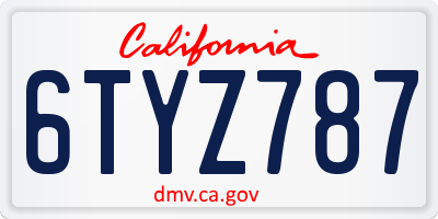 CA license plate 6TYZ787