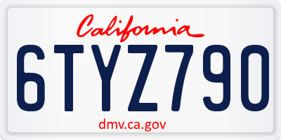 CA license plate 6TYZ790