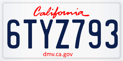 CA license plate 6TYZ793