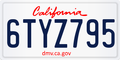 CA license plate 6TYZ795