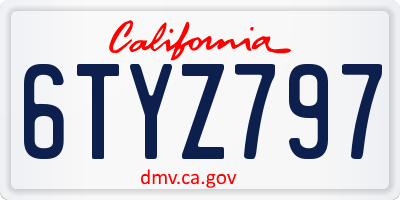 CA license plate 6TYZ797