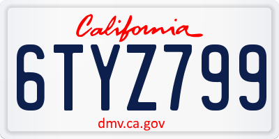 CA license plate 6TYZ799