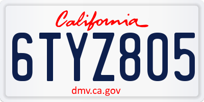 CA license plate 6TYZ805