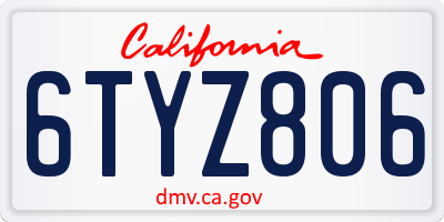 CA license plate 6TYZ806