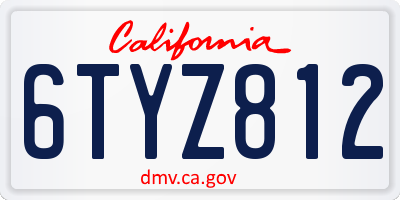 CA license plate 6TYZ812