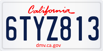 CA license plate 6TYZ813