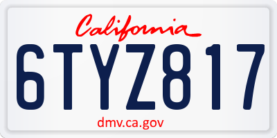 CA license plate 6TYZ817