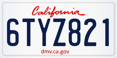 CA license plate 6TYZ821
