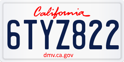 CA license plate 6TYZ822