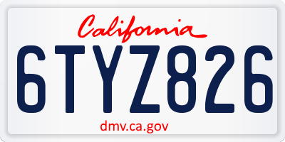 CA license plate 6TYZ826