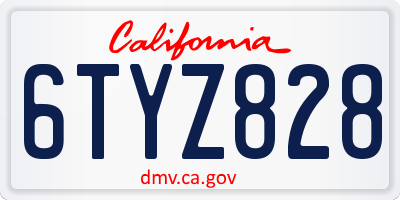 CA license plate 6TYZ828