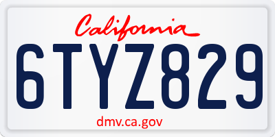 CA license plate 6TYZ829