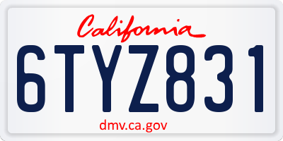 CA license plate 6TYZ831