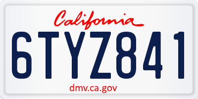 CA license plate 6TYZ841
