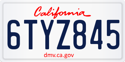 CA license plate 6TYZ845